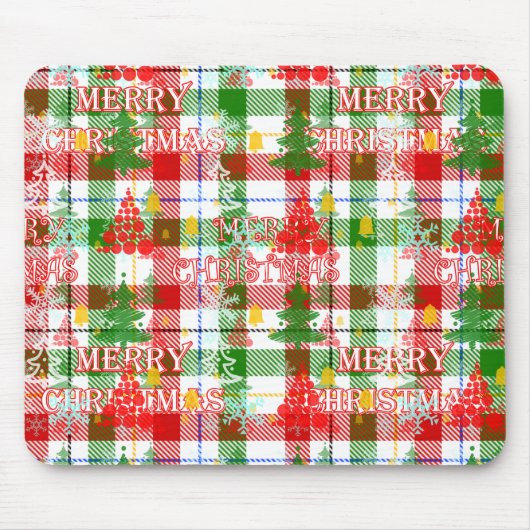 Merry Christmas Decorative Plaid Tartan  マウスパッド (正面)