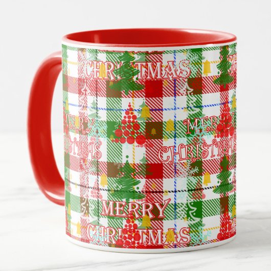 Merry Christmas Decorative Plaid Tartan  マグカップ