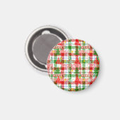 Merry Christmas Decorative Plaid Tartan  マグネット (正面/裏面)