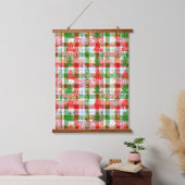 Merry Christmas Decorative Plaid Tartan  吊り下げ型タペストリー (寝室)