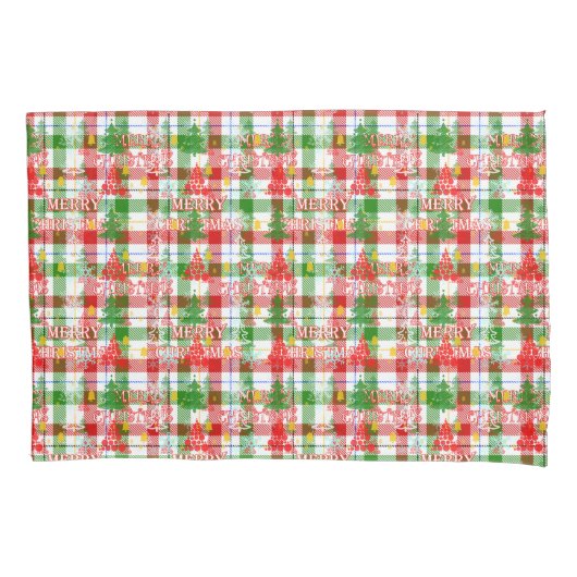 Merry Christmas Decorative Plaid Tartan 枕カバー (正面)