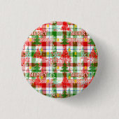 Merry Christmas Decorative Plaid Tartan  缶バッジ (正面)