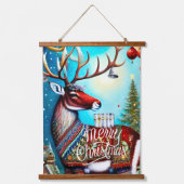 MERRY CHRISTMAS DEER 吊り下げ型タペストリー (正面)