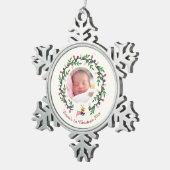 Merry Christmas Deer Cream Customize スノーフレークピューターオーナメント (右)