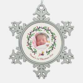 Merry Christmas Deer Cream Customize スノーフレークピューターオーナメント