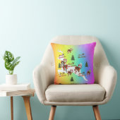 Merry Christmas Deer Rainbow Holiday Throw Pillow クッション (椅子)