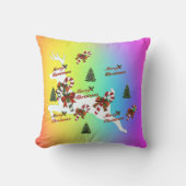 Merry Christmas Deer Rainbow Holiday Throw Pillow クッション (正面)