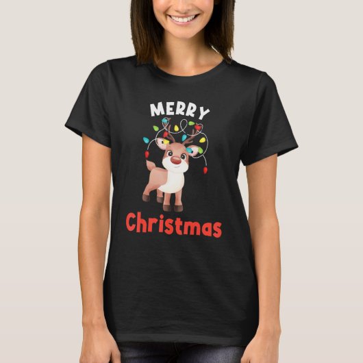 Merry Christmas Deer Reindeer Christmas Outfit Tシャツ (正面)