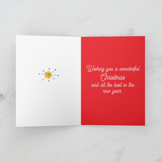 Merry Christmas Deer Snow Sunrise Holiday Tree カード (内部)