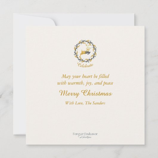 Merry Christmas Deer Yellow Cream Flat Card        (裏面)