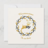 Merry Christmas Deer Yellow Cream Flat Card        (正面)