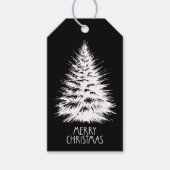 Merry Christmas Distressed Chic White Pine Tree ギフトタグ (正面)