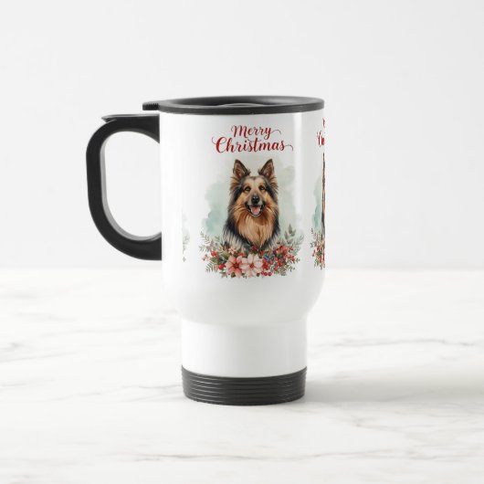 Merry Christmas Dog Cozy Holiday Travel Mug トラベルマグ (左)