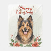 Merry Christmas Dog Cozy Winter Holiday Blanket フリースブランケット (正面)