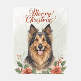 Merry Christmas Dog Cozy Winter Holiday Blanket フリースブランケット