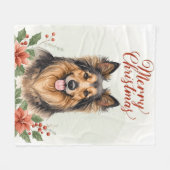 Merry Christmas Dog Cozy Winter Holiday Blanket フリースブランケット (正面(横))