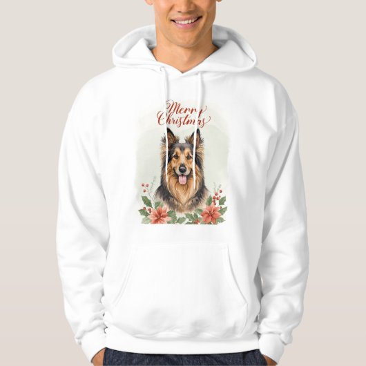 Merry Christmas Dog Cozy Winter Holiday Hoodie パーカ (正面)