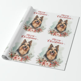 Merry Christmas Dog Festive Holiday Gift Wrapping  ラッピングペーパー