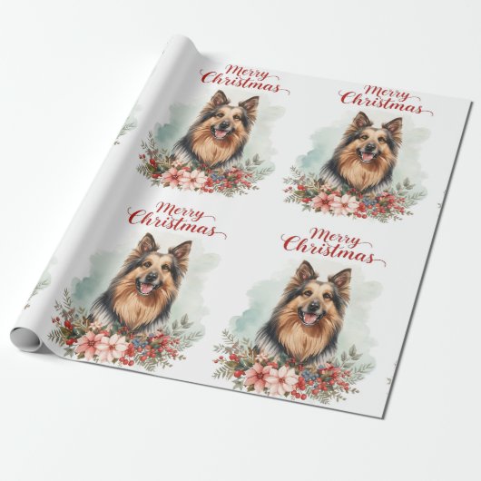 Merry Christmas Dog Festive Holiday Gift Wrapping  ラッピングペーパー (アンロールド)