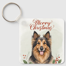 Merry Christmas Dog Festive Holiday Keychain Charm キーホルダー