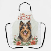 Merry Christmas Dog Festive Holiday Kitchen Apron エプロン (正面)