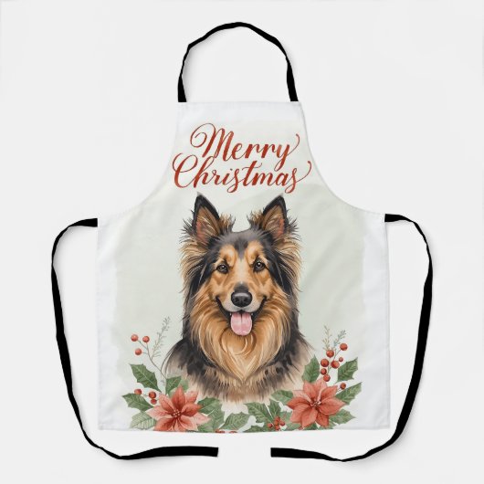 Merry Christmas Dog Festive Holiday Kitchen Apron エプロン (正面)