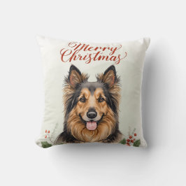 Merry Christmas Dog Festive Living Room Throw  クッション