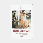 Merry Christmas Double Sided Photo Family Keepsake メタルオーナメント (正面左)