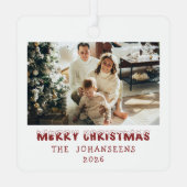 Merry Christmas Double Sided Photo Family Keepsake メタルオーナメント (裏面)