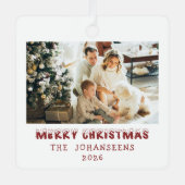 Merry Christmas Double Sided Photo Family Keepsake メタルオーナメント (正面)