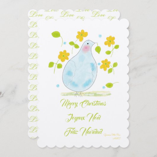 Merry Christmas Dove 招待状 (正面/裏面)
