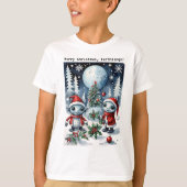 Merry Christmas Eathlings Cute Santa Aliens Tシャツ (正面)