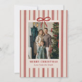 Merry Christmas Elegant Bow Photo Holiday Card シーズンカード (正面)
