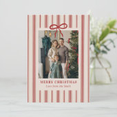 Merry Christmas Elegant Bow Photo Holiday Card シーズンカード (スタンド正面)