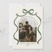 Merry Christmas Elegant Bow Photo Holiday Card シーズンカード (正面)
