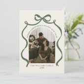 Merry Christmas Elegant Bow Photo Holiday Card シーズンカード (スタンド正面)