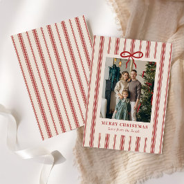 Merry Christmas Elegant Bow Photo Holiday Card シーズンカード