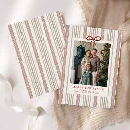 Merry Christmas Elegant Bow Photo Holiday Card シーズンカード