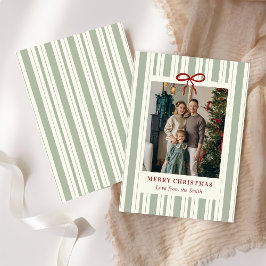 Merry Christmas Elegant Bow Photo Holiday Card シーズンカード