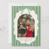 Merry Christmas Elegant Bow Photo Holiday Card シーズンカード (正面)