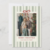 Merry Christmas Elegant Bow Photo Holiday Card シーズンカード (正面)