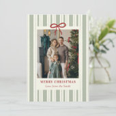 Merry Christmas Elegant Bow Photo Holiday Card シーズンカード (スタンド正面)