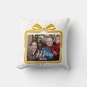  Merry Christmas Elegant Bow Present Photo Collage クッション (正面)