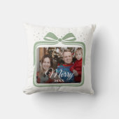  Merry Christmas Elegant Bow Present Photo Collage クッション (正面)