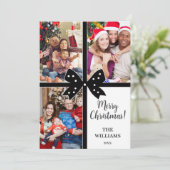 Merry Christmas Elegant Bow Present Photo Collage  シーズンカード (スタンド正面)