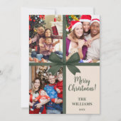 Merry Christmas Elegant Bow Present Photo Collage  シーズンカード (正面)