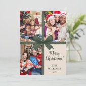 Merry Christmas Elegant Bow Present Photo Collage  シーズンカード (スタンド正面)