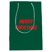 Merry Christmas elegant green &red personalized  ミディアムペーパーバッグ (正面)