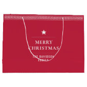 Merry Christmas Elegant Modern Red Greek Meander ラージペーパーバッグ (裏面)