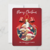 Merry Christmas Elegant One Photo ornament frame シーズンカード (正面)